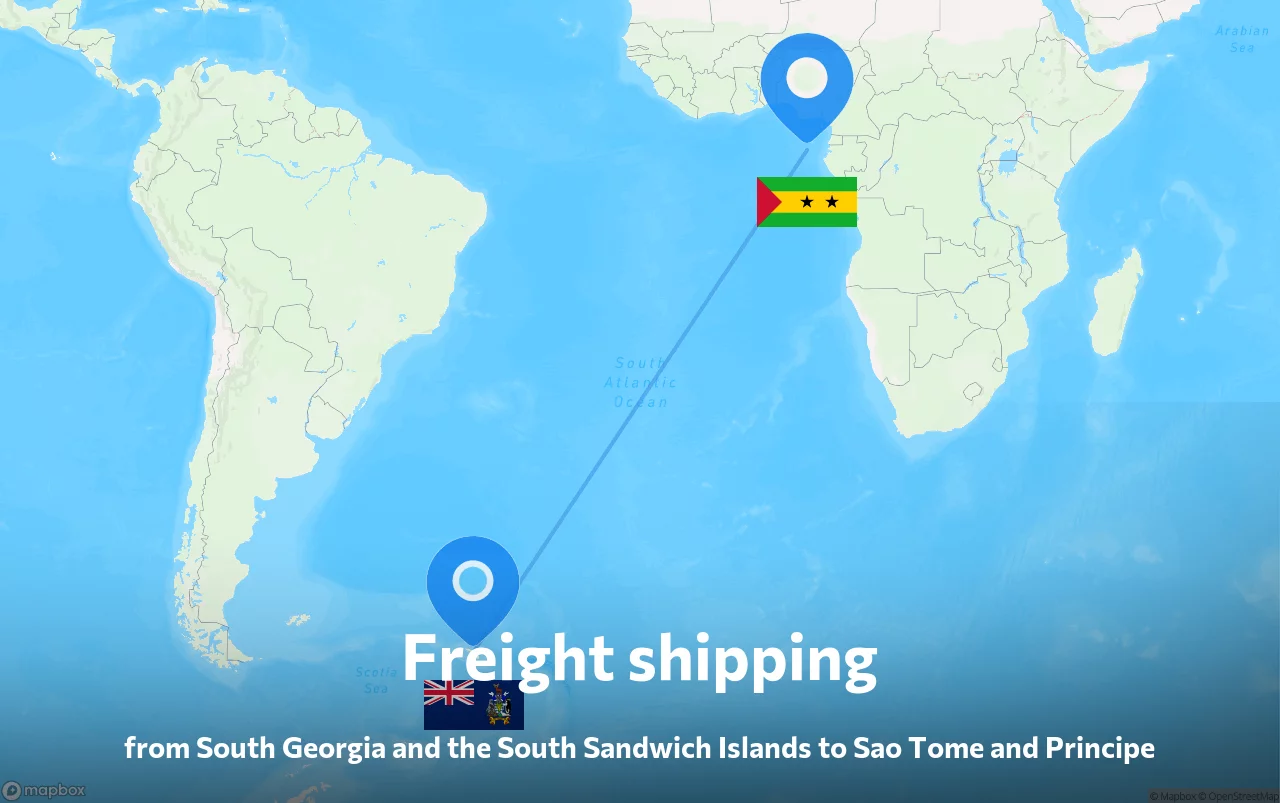 Shipping route from South Georgia and the South Sandwich Islands to Sao Tome and Principe