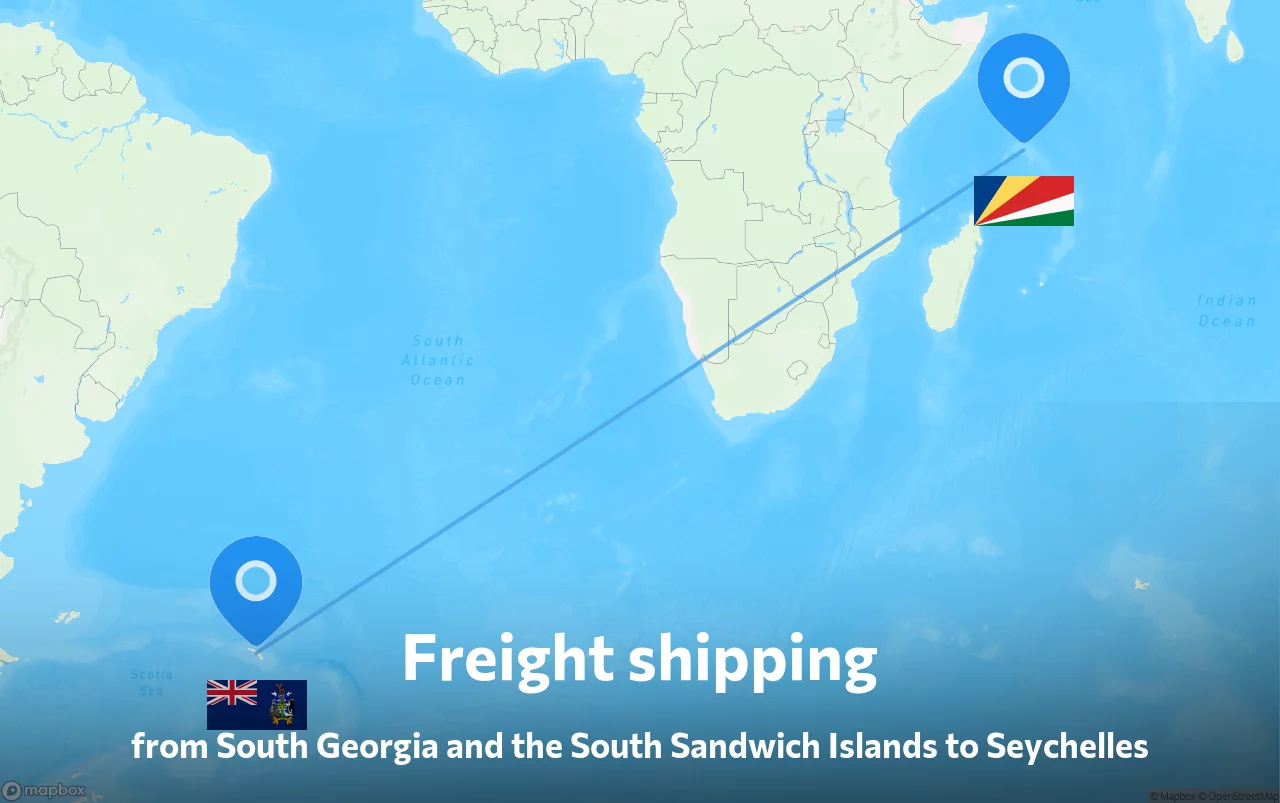 Shipping route from South Georgia and the South Sandwich Islands to Seychelles