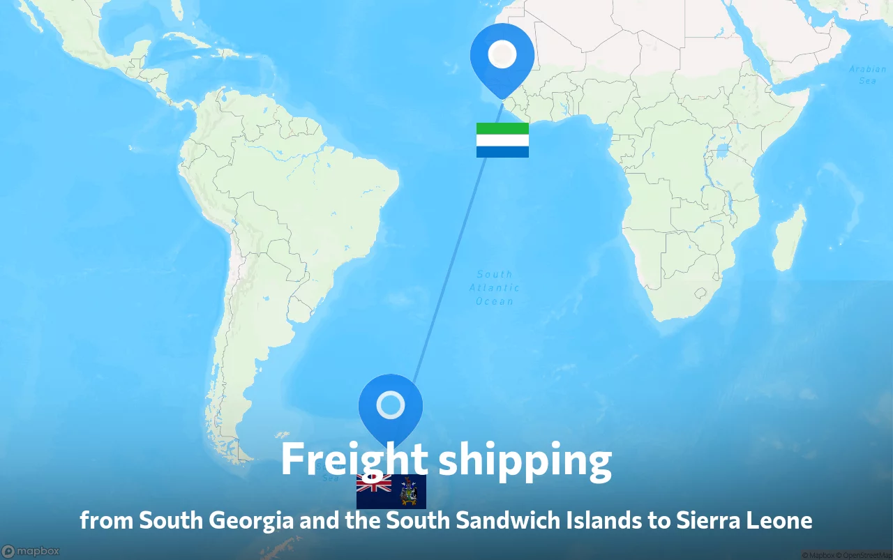 Shipping route from South Georgia and the South Sandwich Islands to Sierra Leone