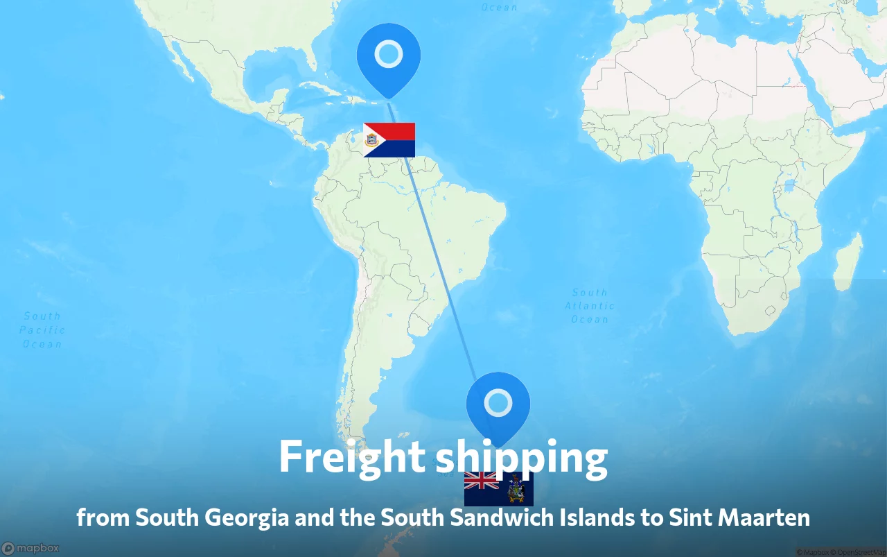 Shipping route from South Georgia and the South Sandwich Islands to Sint Maarten