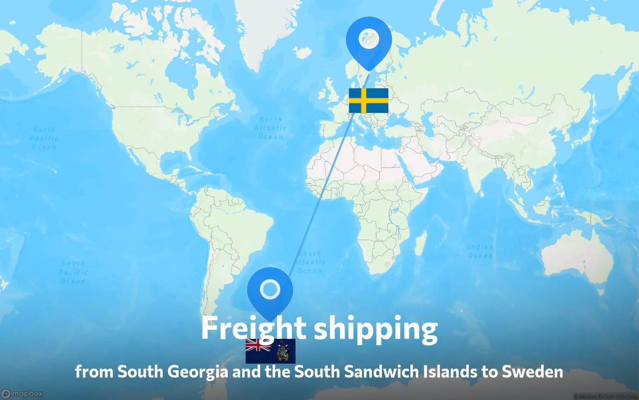 Shipping route from South Georgia and the South Sandwich Islands to Sweden