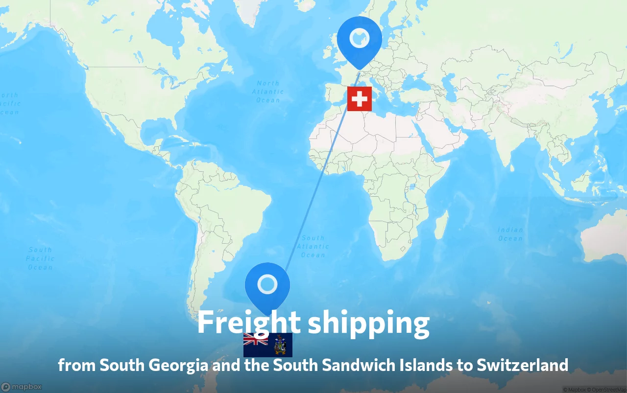 Shipping route from South Georgia and the South Sandwich Islands to Switzerland