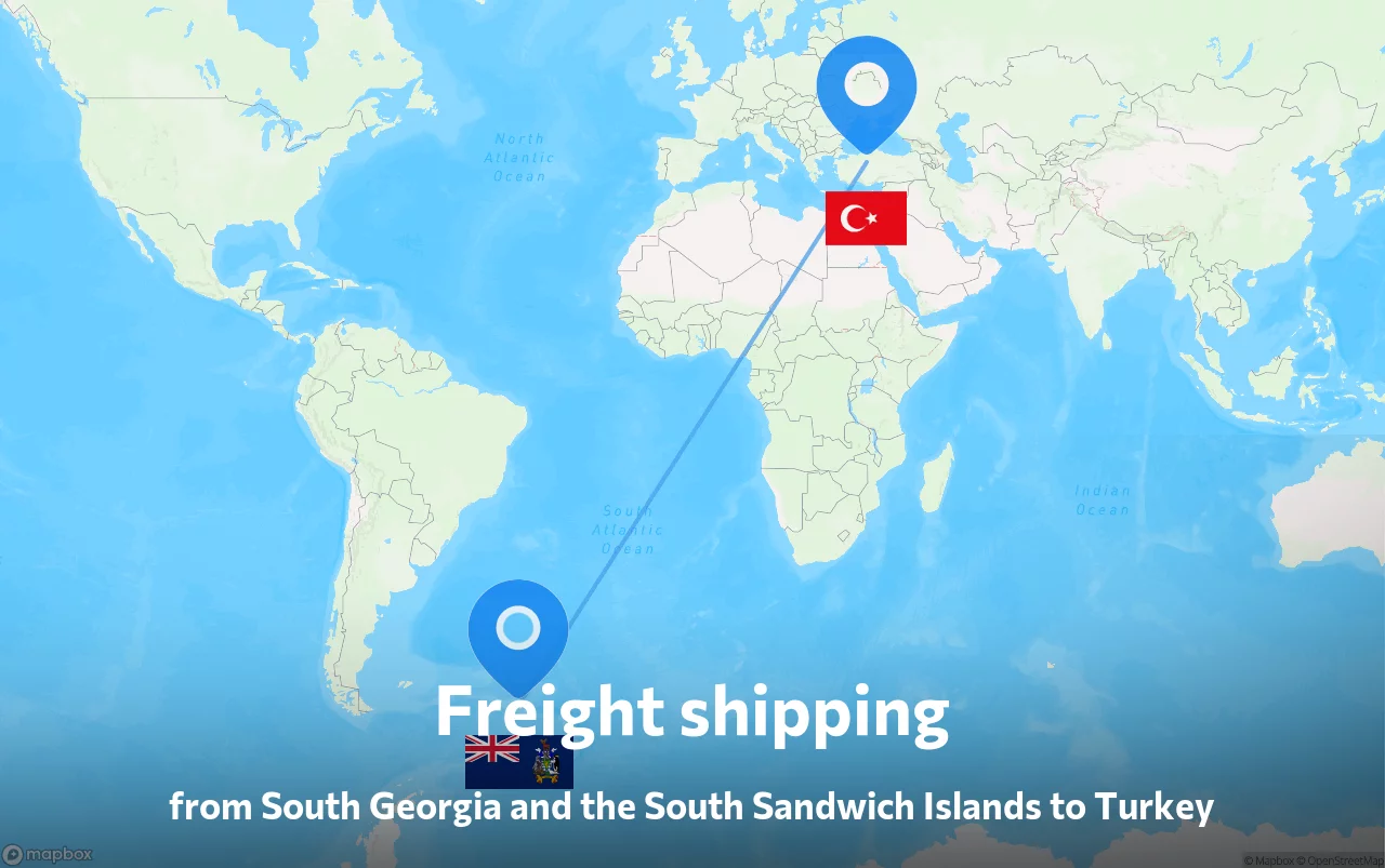 Shipping route from South Georgia and the South Sandwich Islands to Turkey