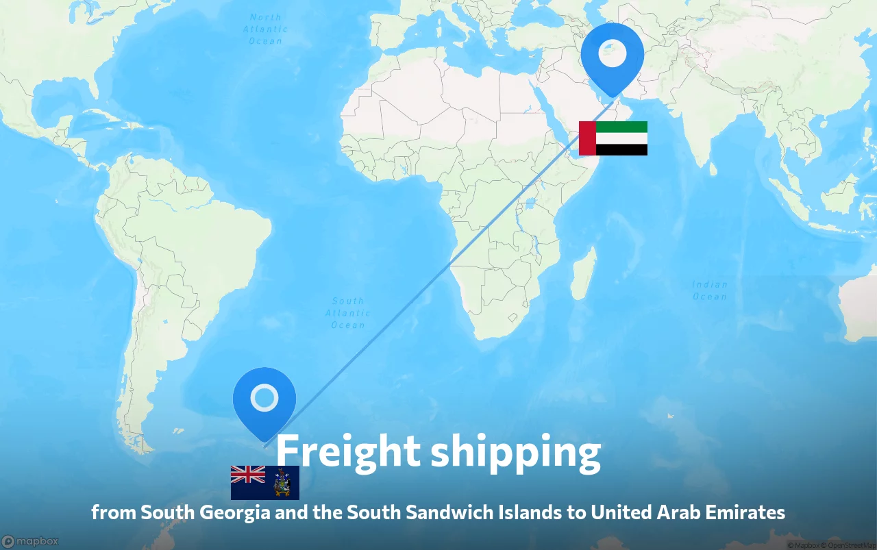 Shipping route from South Georgia and the South Sandwich Islands to United Arab Emirates