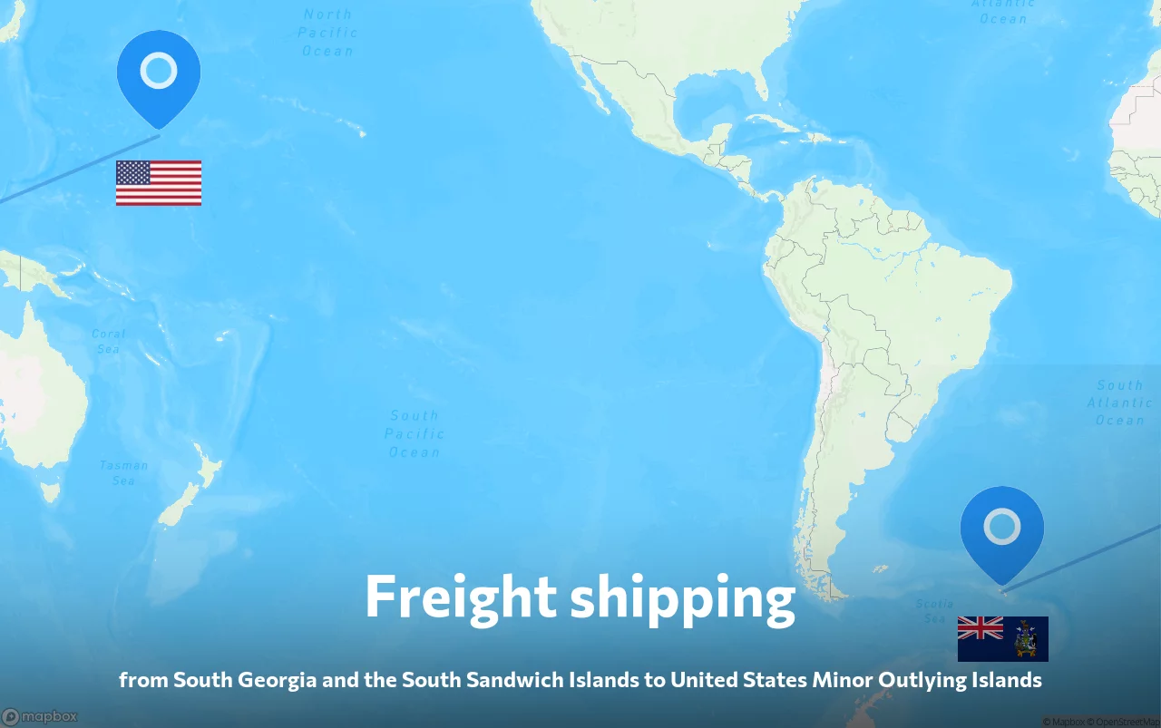 Shipping route from South Georgia and the South Sandwich Islands to United States Minor Outlying Islands