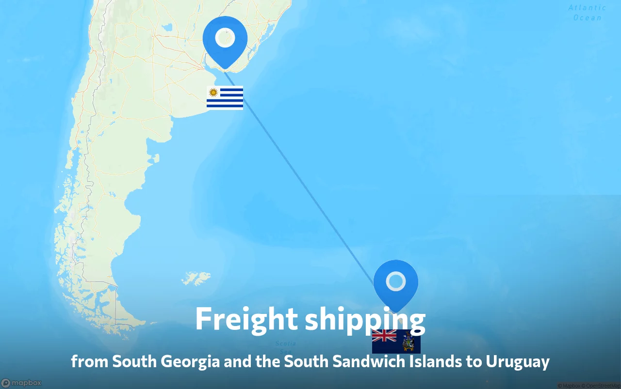 Shipping route from South Georgia and the South Sandwich Islands to Uruguay