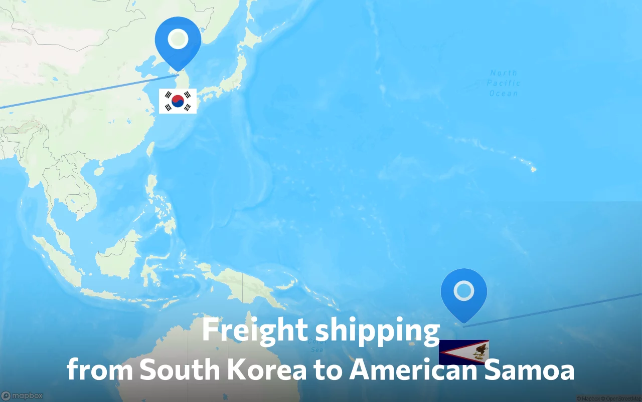 Shipping route from South Korea to American Samoa