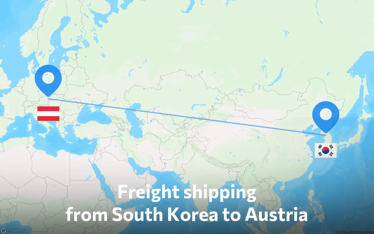 Shipping route from South Korea to Austria