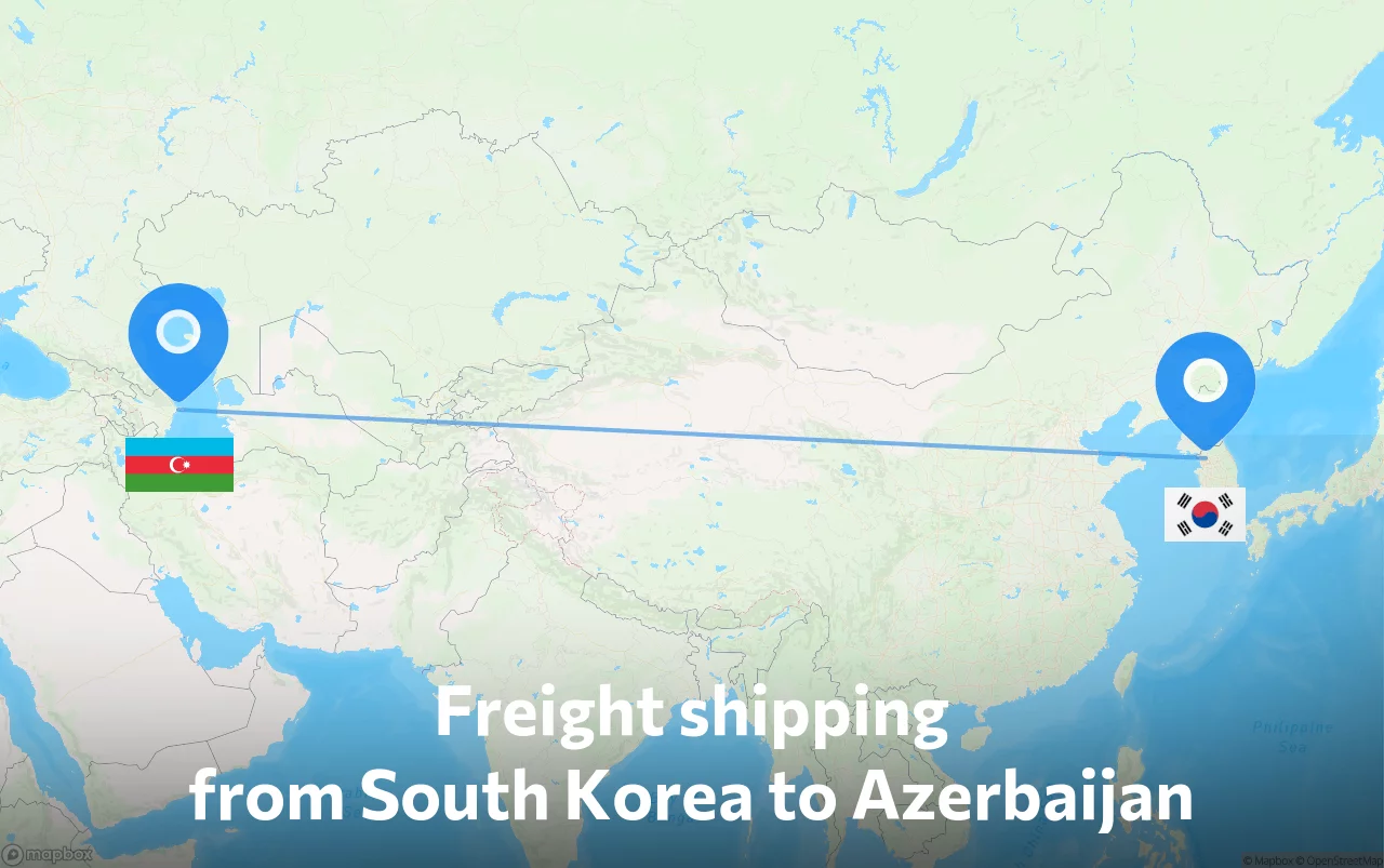Shipping route from South Korea to Azerbaijan