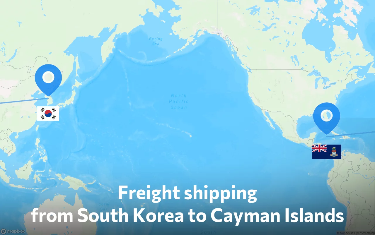 Shipping route from South Korea to Cayman Islands