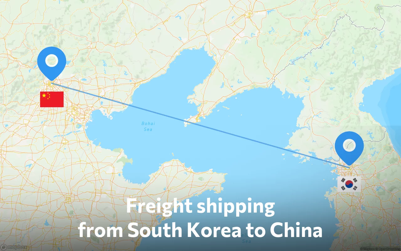 Shipping route from South Korea to China
