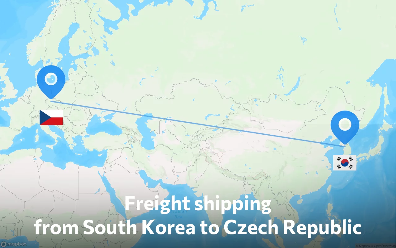 Shipping route from South Korea to Czech Republic