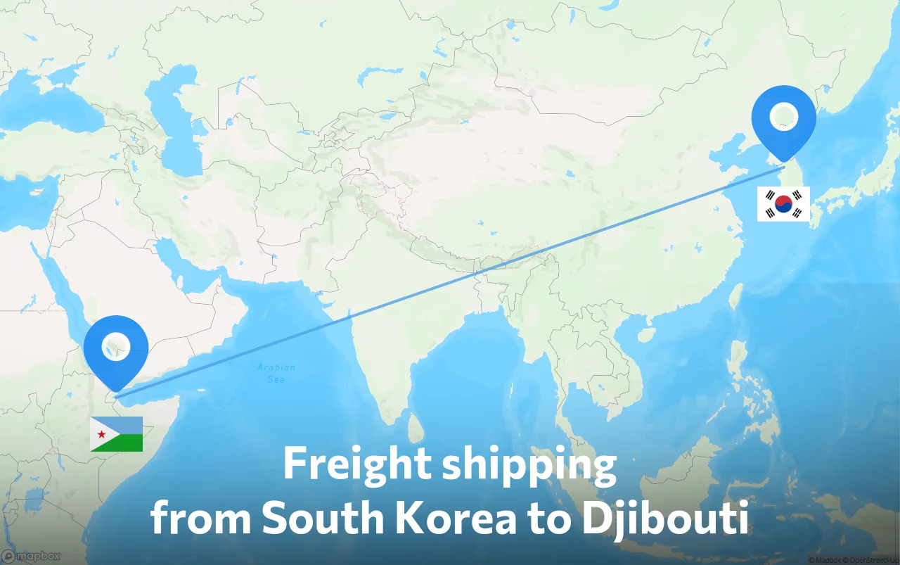 Shipping route from South Korea to Djibouti