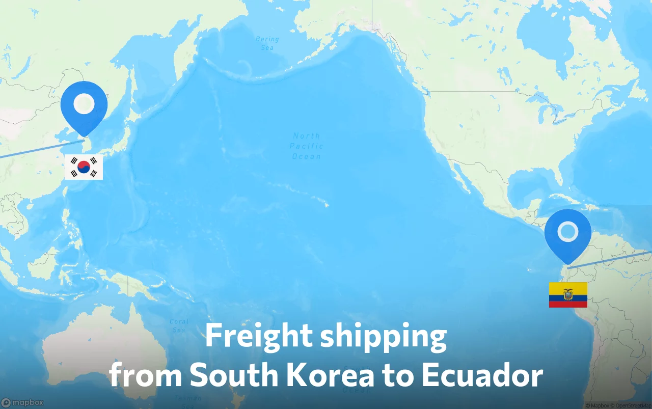 Shipping route from South Korea to Ecuador