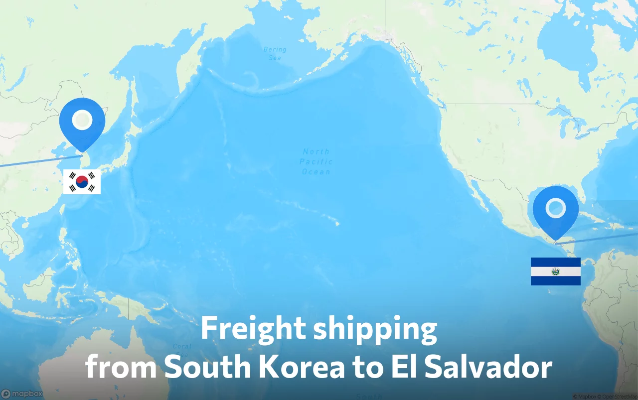 Shipping route from South Korea to El Salvador