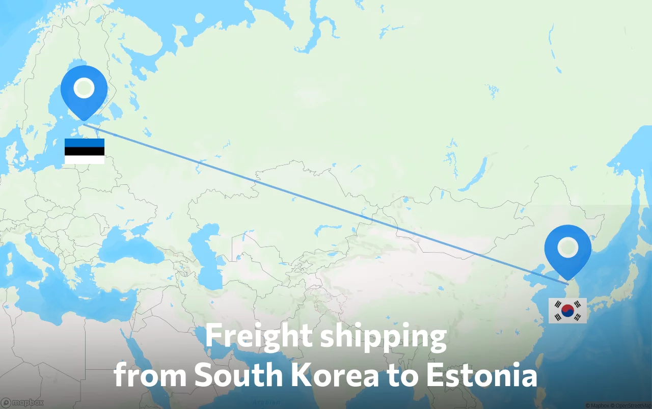 Shipping route from South Korea to Estonia