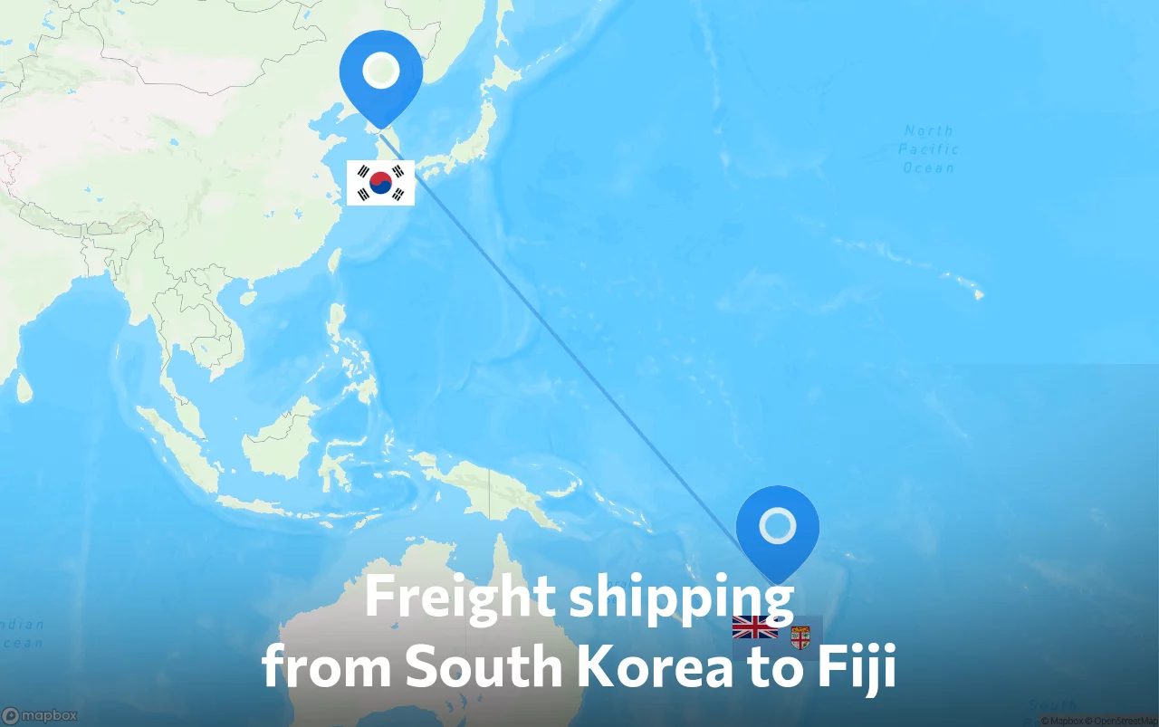 Shipping route from South Korea to Fiji
