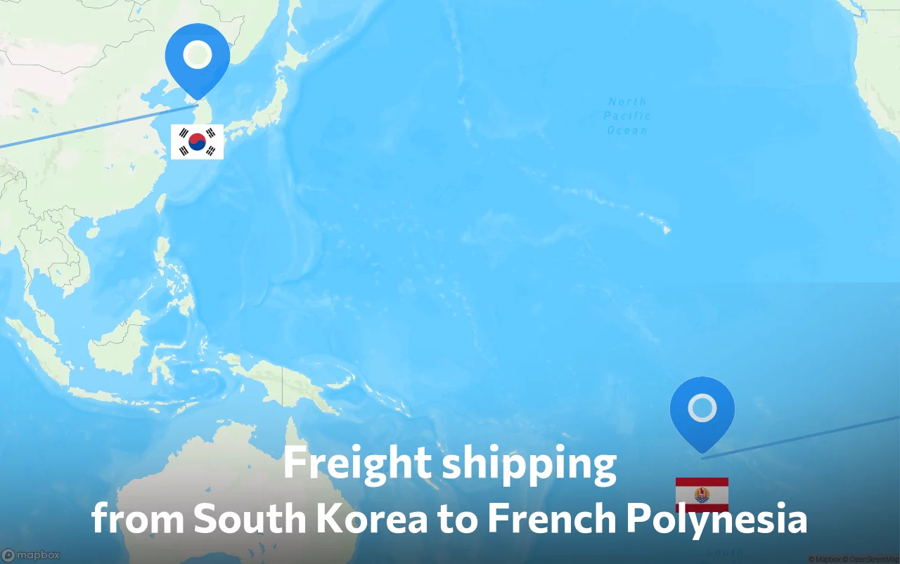 Shipping route from South Korea to French Polynesia