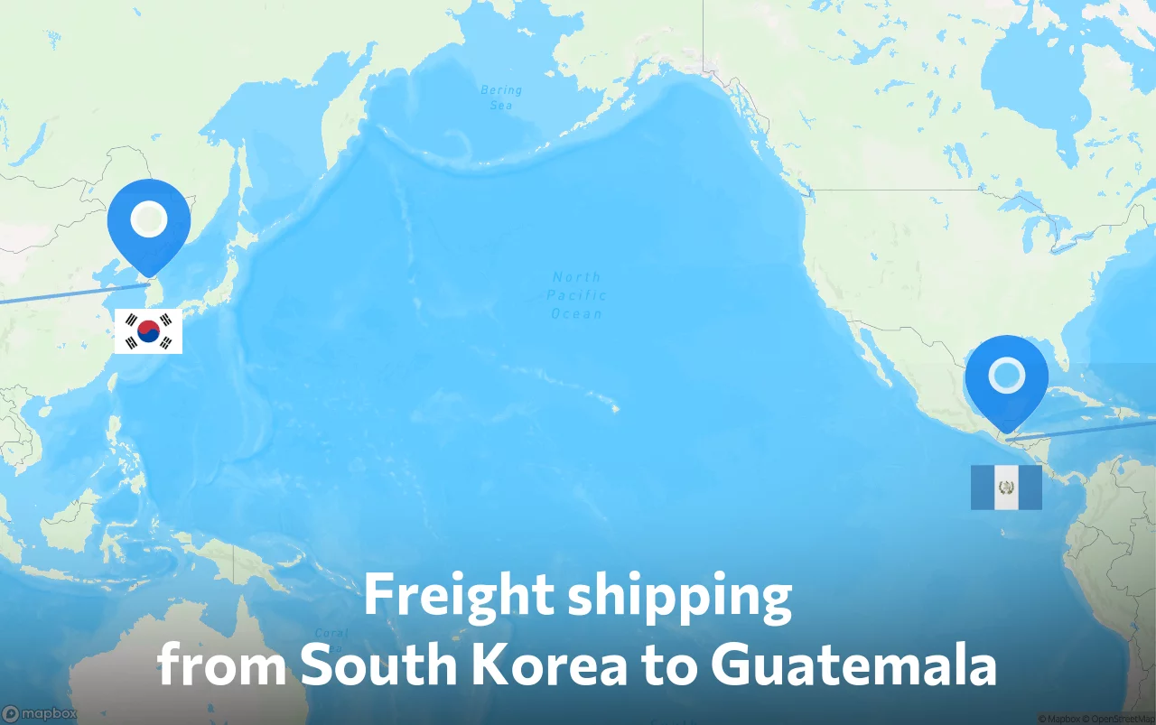 Shipping route from South Korea to Guatemala