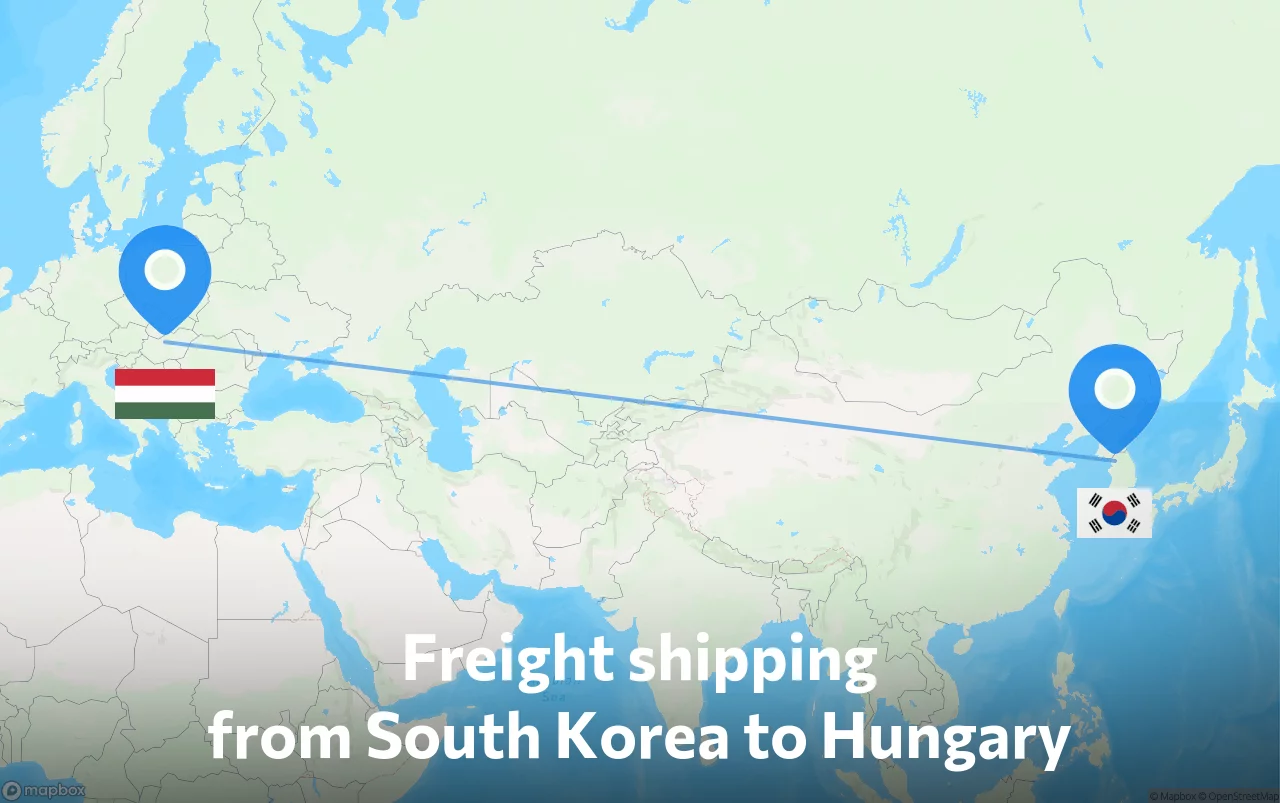 Shipping route from South Korea to Hungary