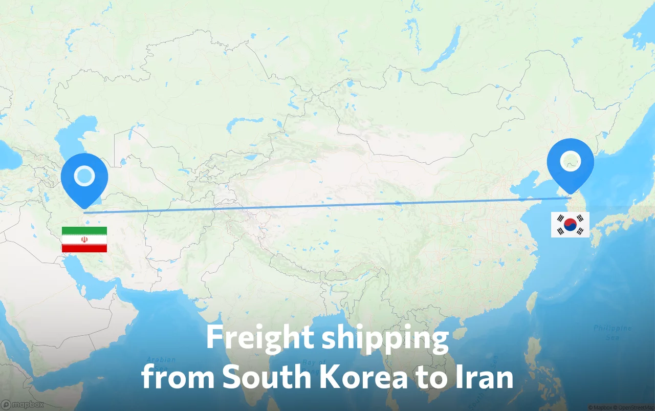 Shipping route from South Korea to Iran