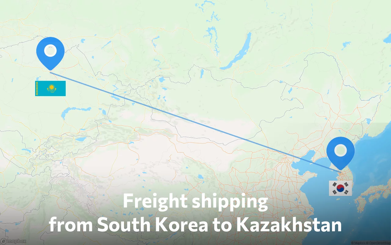 Shipping route from South Korea to Kazakhstan