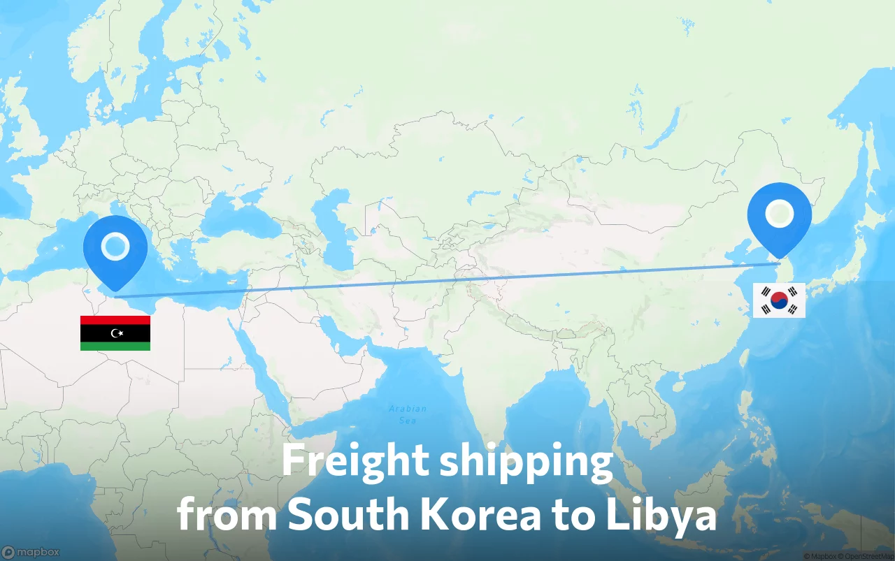 Shipping route from South Korea to Libya
