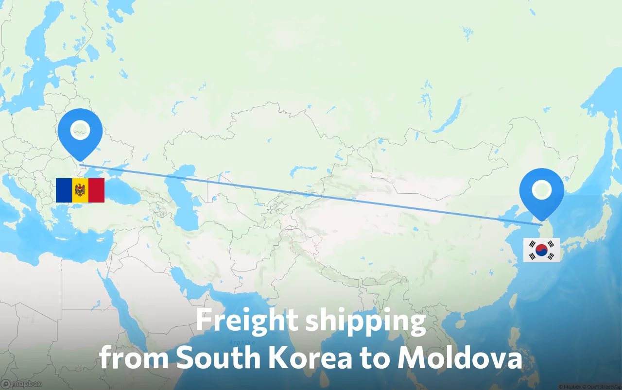 Shipping route from South Korea to Moldova