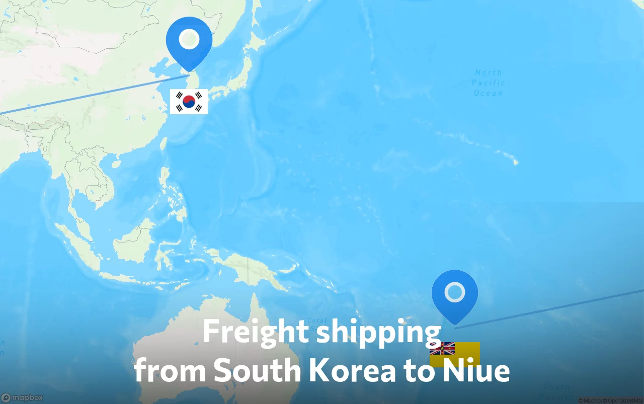 Shipping route from South Korea to Niue