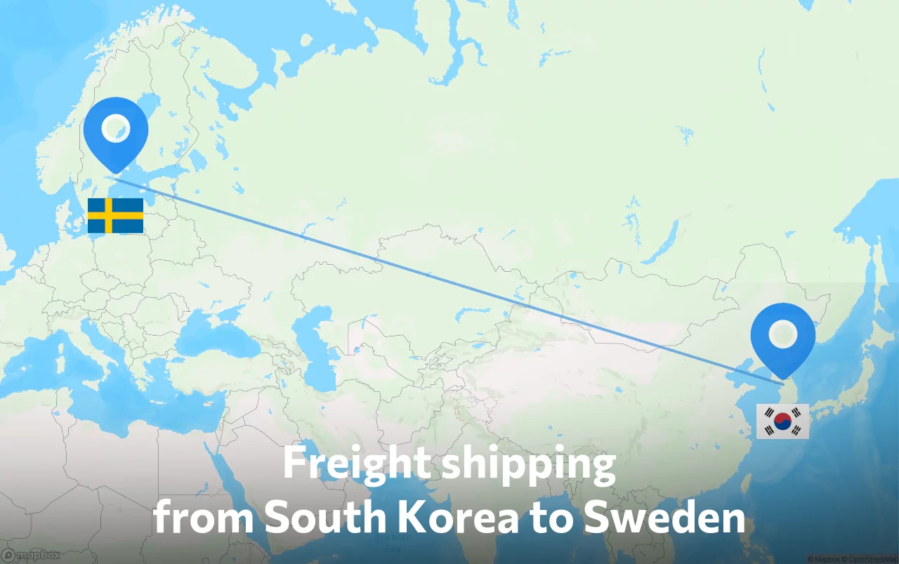 Shipping route from South Korea to Sweden