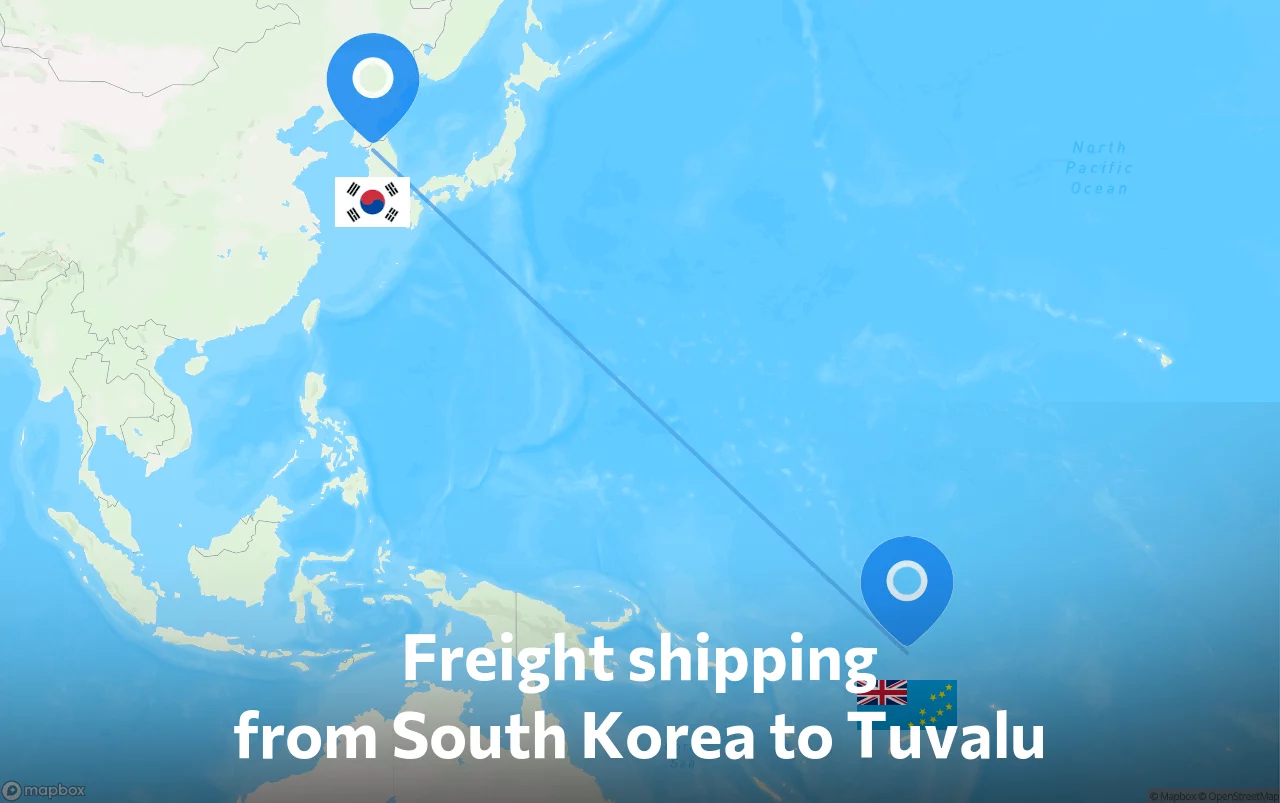 Shipping route from South Korea to Tuvalu