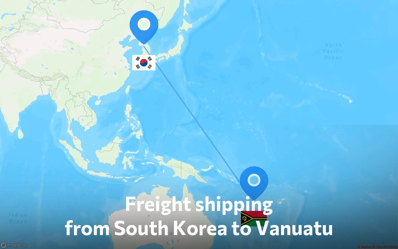 Shipping route from South Korea to Vanuatu