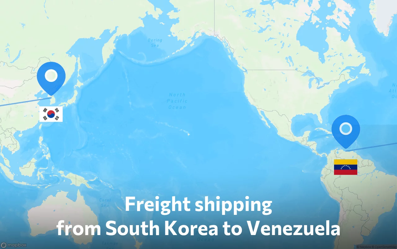 Shipping route from South Korea to Venezuela