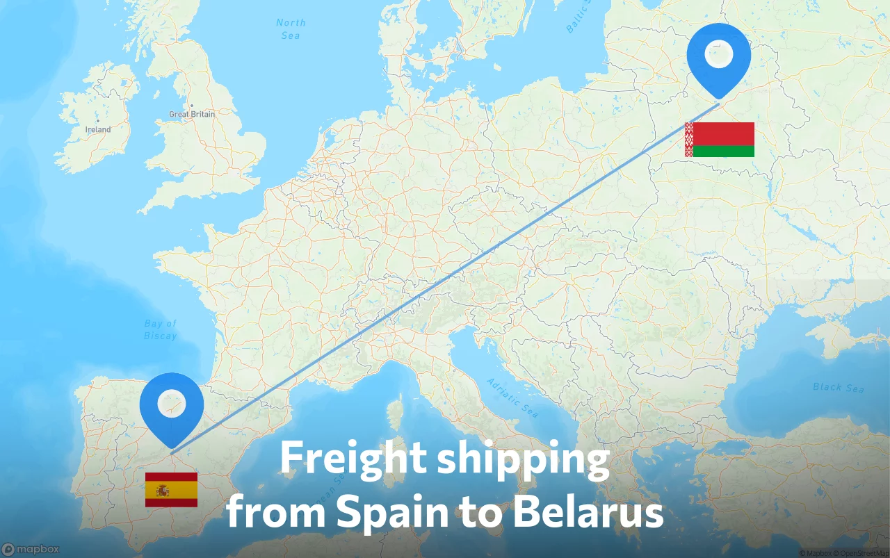 Shipping route from Spain to Belarus