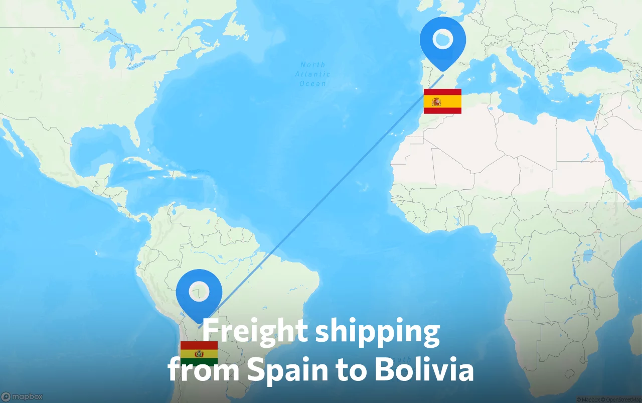 Shipping route from Spain to Bolivia
