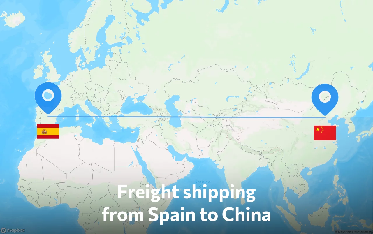 Shipping route from Spain to China
