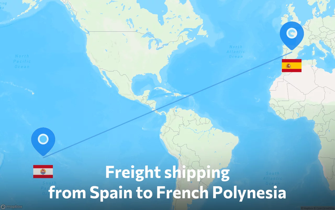 Shipping route from Spain to French Polynesia