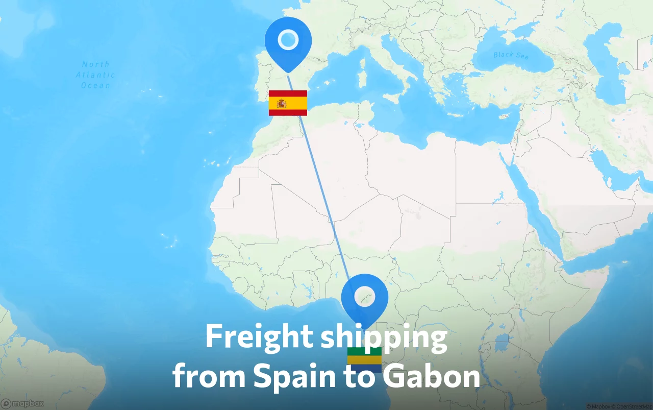 Shipping route from Spain to Gabon