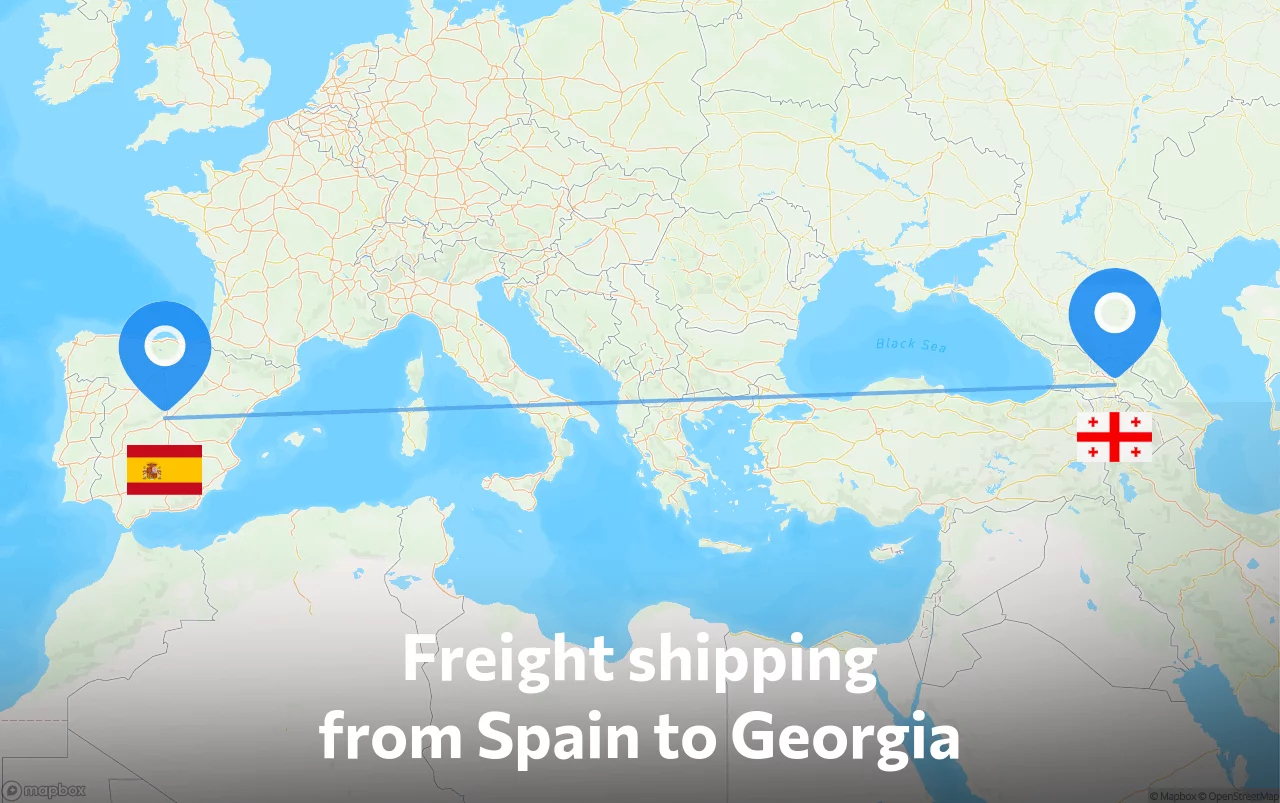 Shipping route from Spain to Georgia