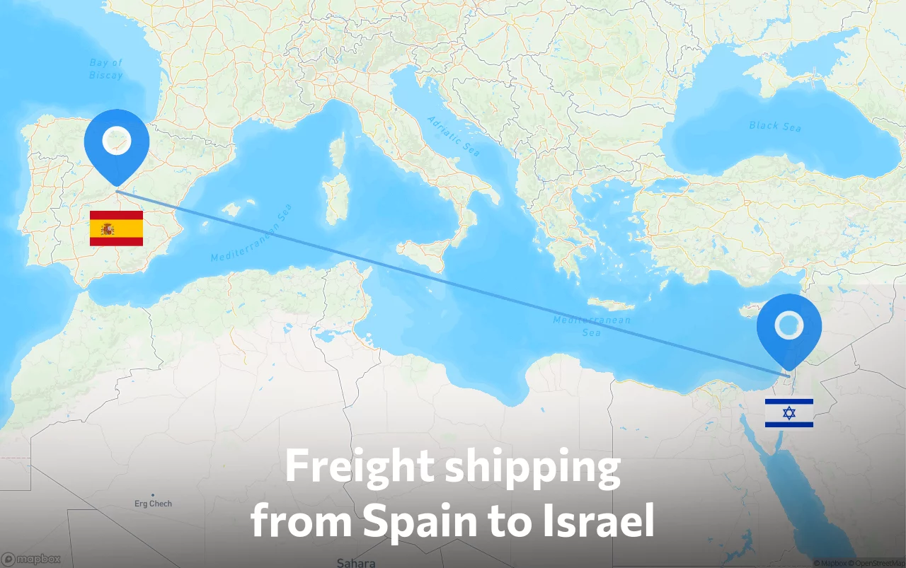 Shipping route from Spain to Israel