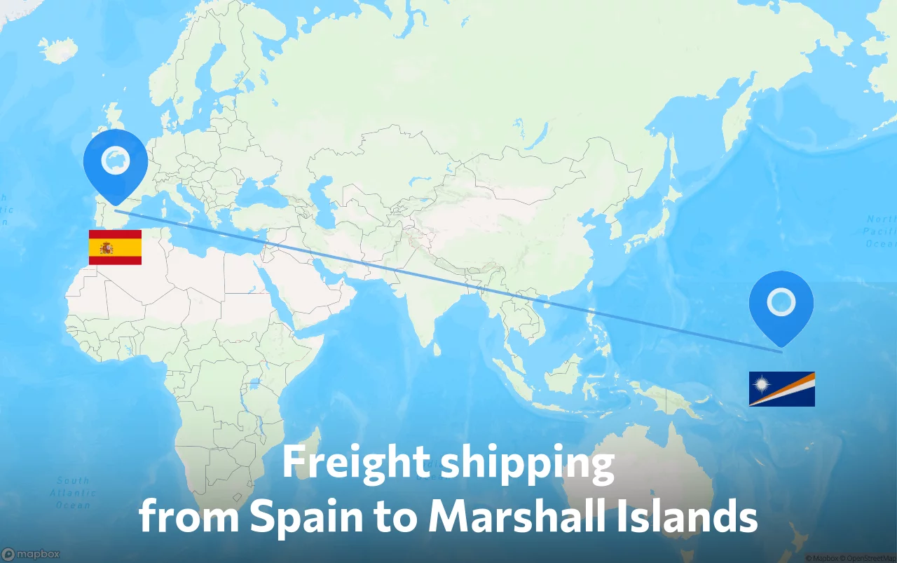 Shipping route from Spain to Marshall Islands