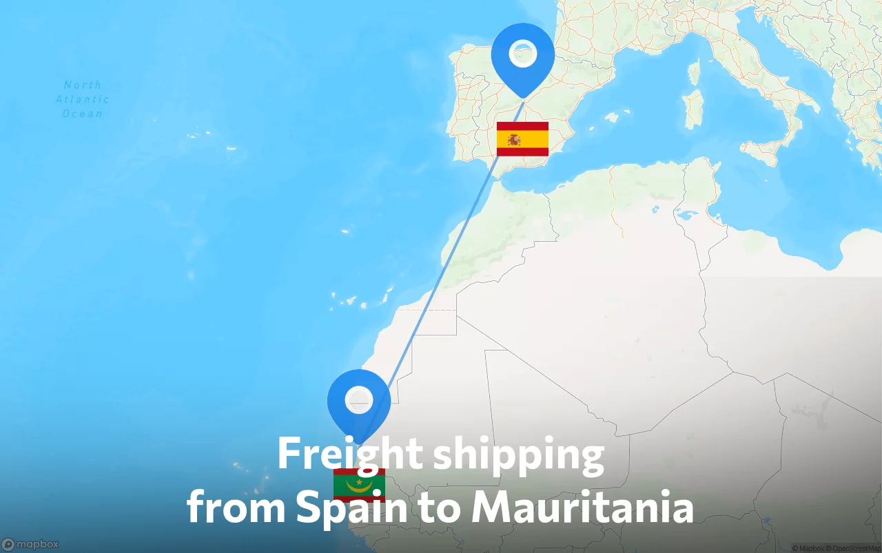 Shipping route from Spain to Mauritania