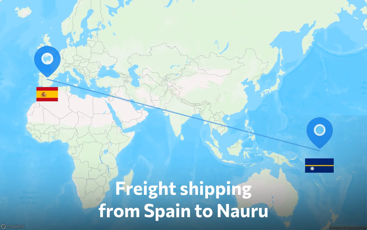 Shipping route from Spain to Nauru
