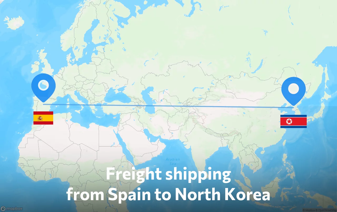 Shipping route from Spain to North Korea