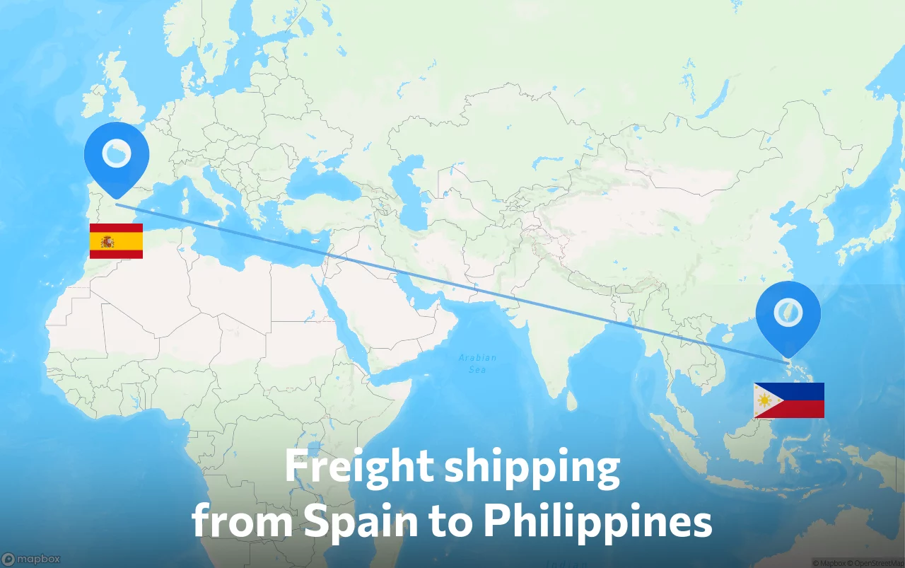 Shipping route from Spain to Philippines