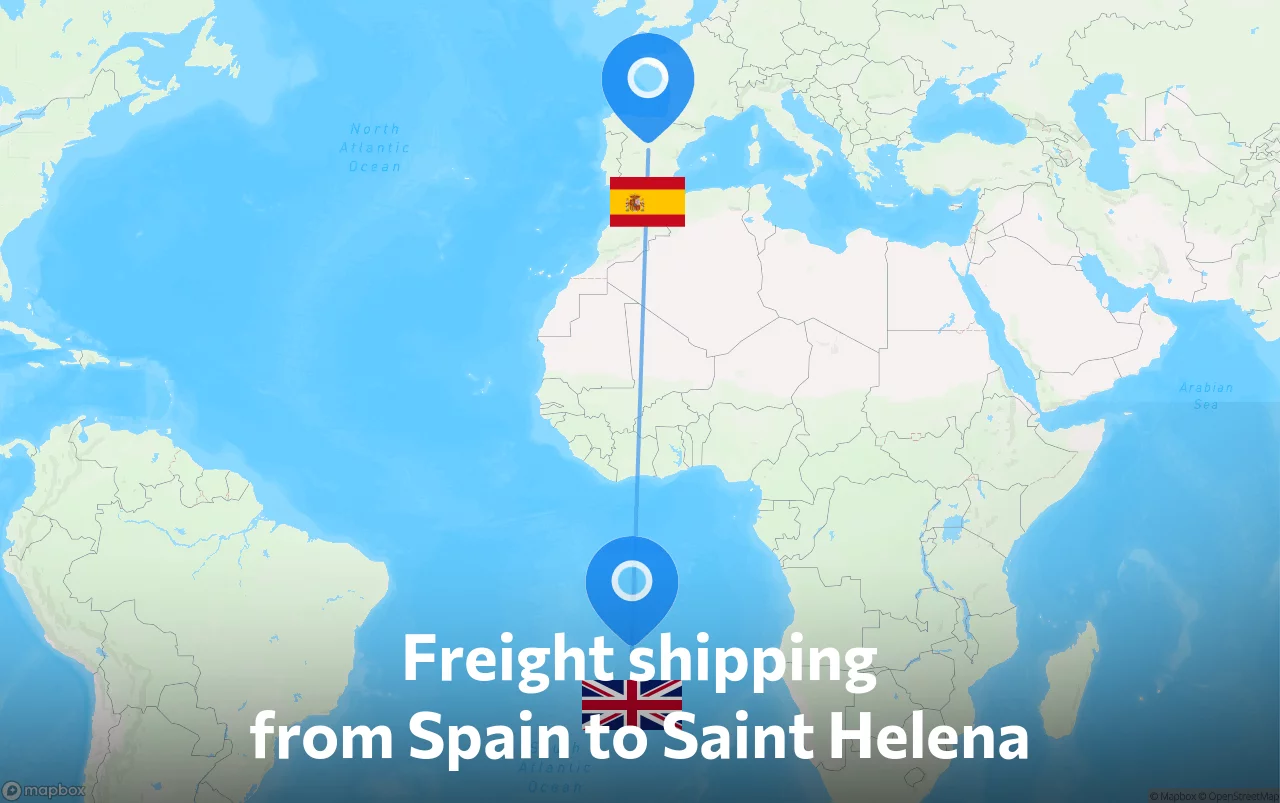 Shipping route from Spain to Saint Helena