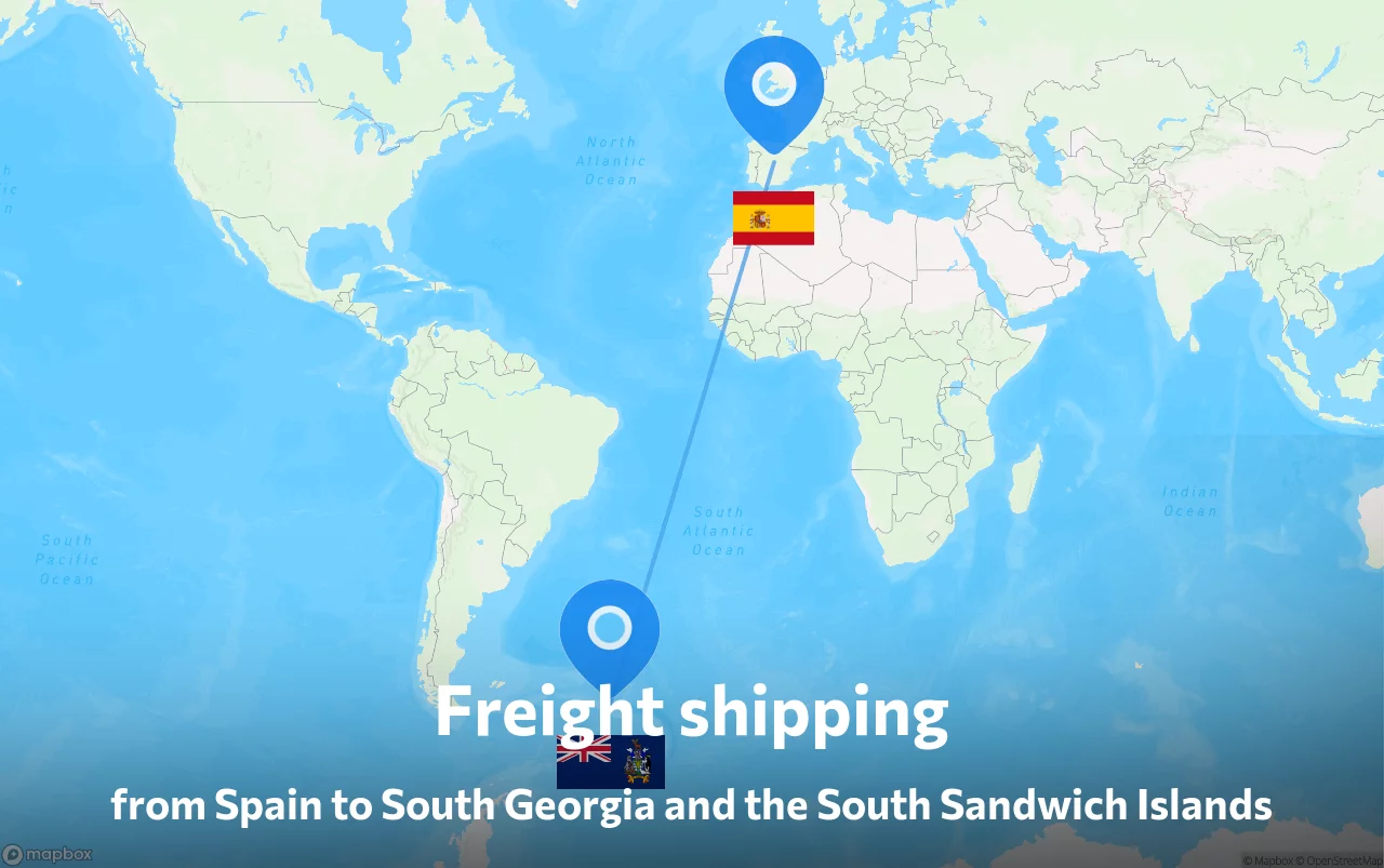 Shipping route from Spain to South Georgia and the South Sandwich Islands