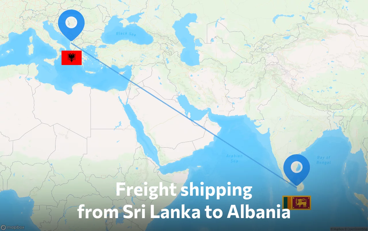 Shipping route from Sri Lanka to Albania