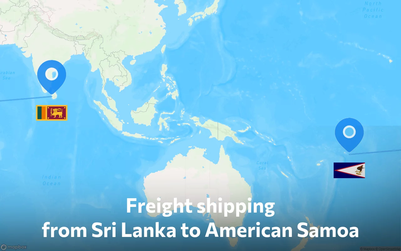 Shipping route from Sri Lanka to American Samoa