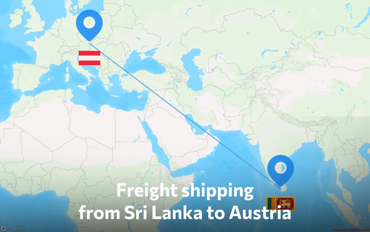 Shipping route from Sri Lanka to Austria